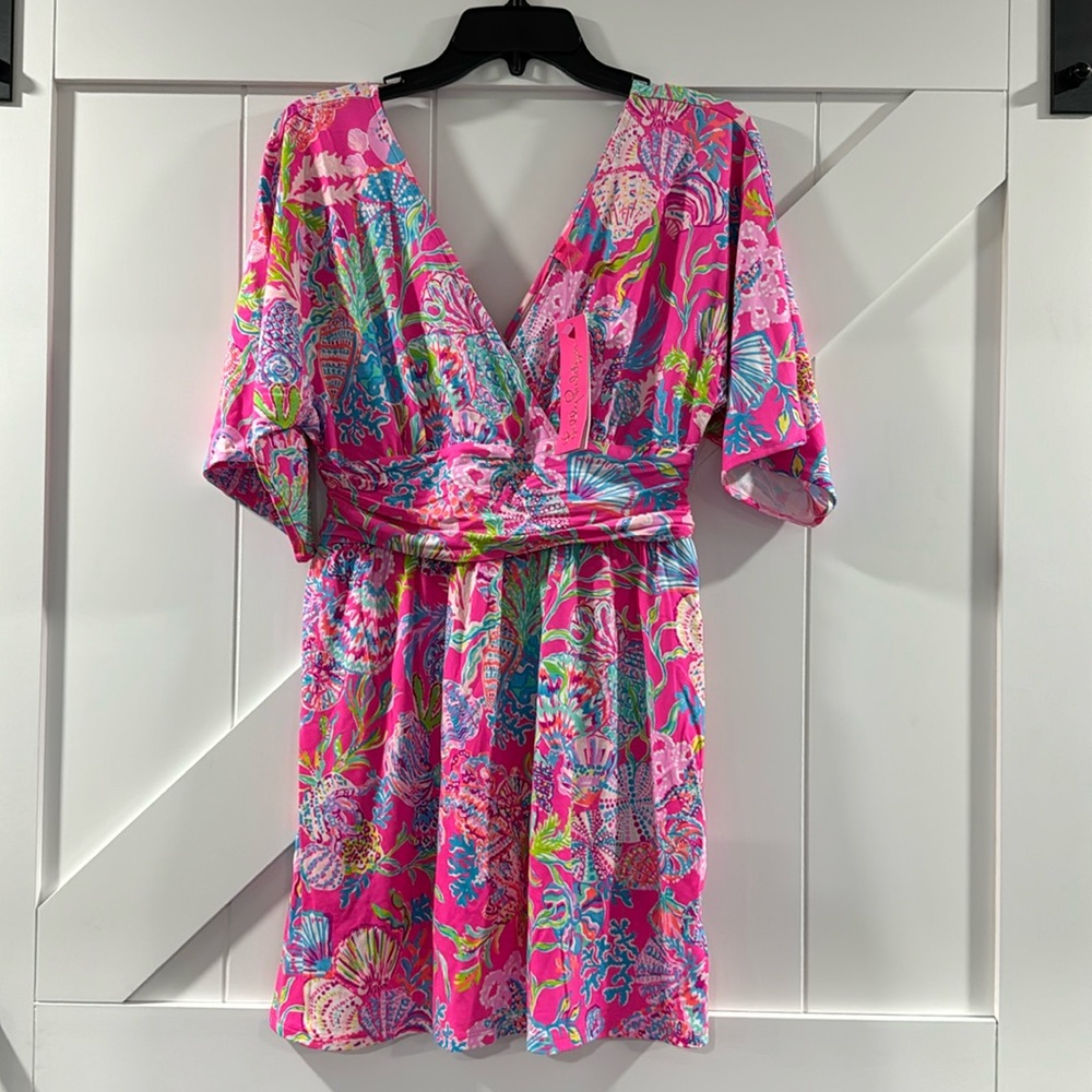 Lilly Pulitzer Parigi Short Romper Pink Isle Shell Me Something Good NWT Small